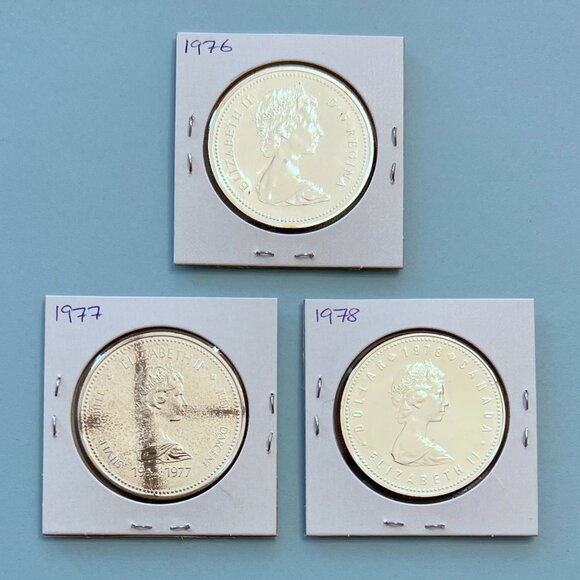 Canada 1976, 1977 & 1978 0.500 Fineness Silver Dollar Coins! - Picture 2 of 16
